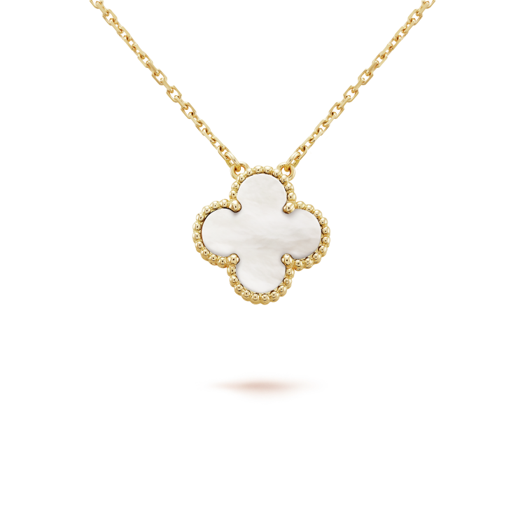 COLLIER NACRE BLANCHE CLOVER 15MM