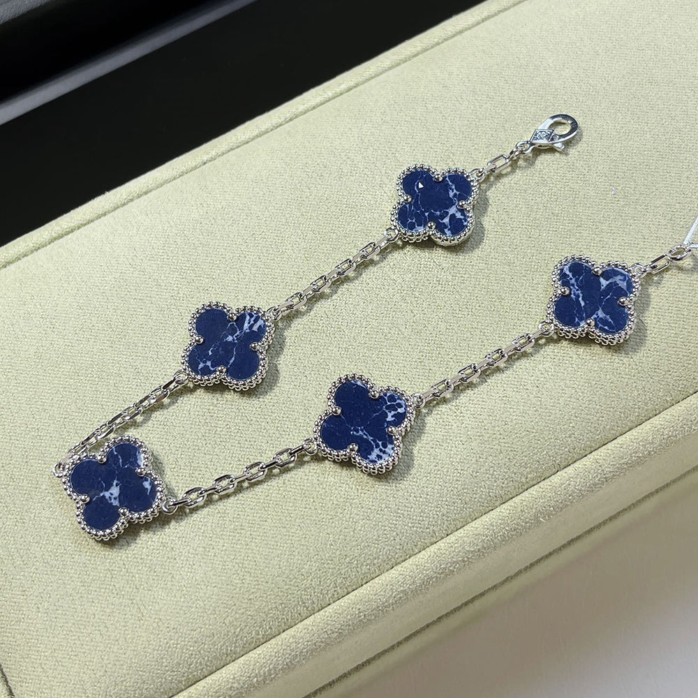 [TRENDS]CLOVER 5 MOTIF PIETERSITE SILVER BRACELET