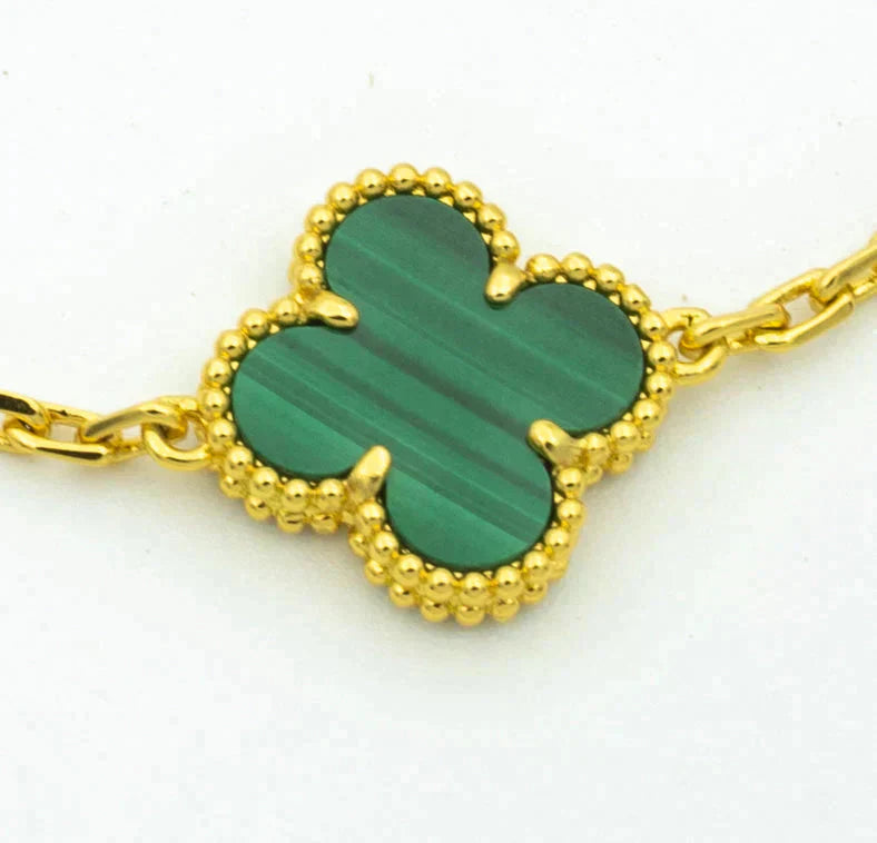 [TRENDS]CLOVER  5 MOTIF MALACHITE DIAMOND BRACELET