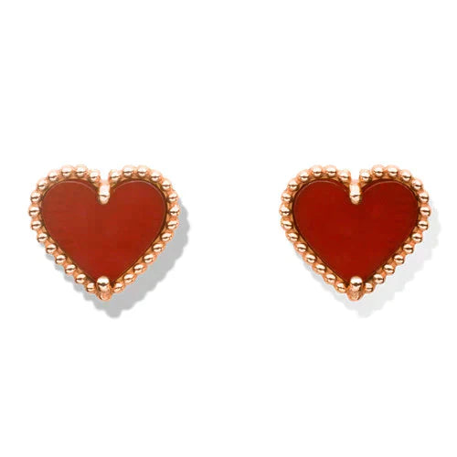 [TENDANCES]BOUCLES D'OREILLES À CLOUS EN COEUR CORNALINE