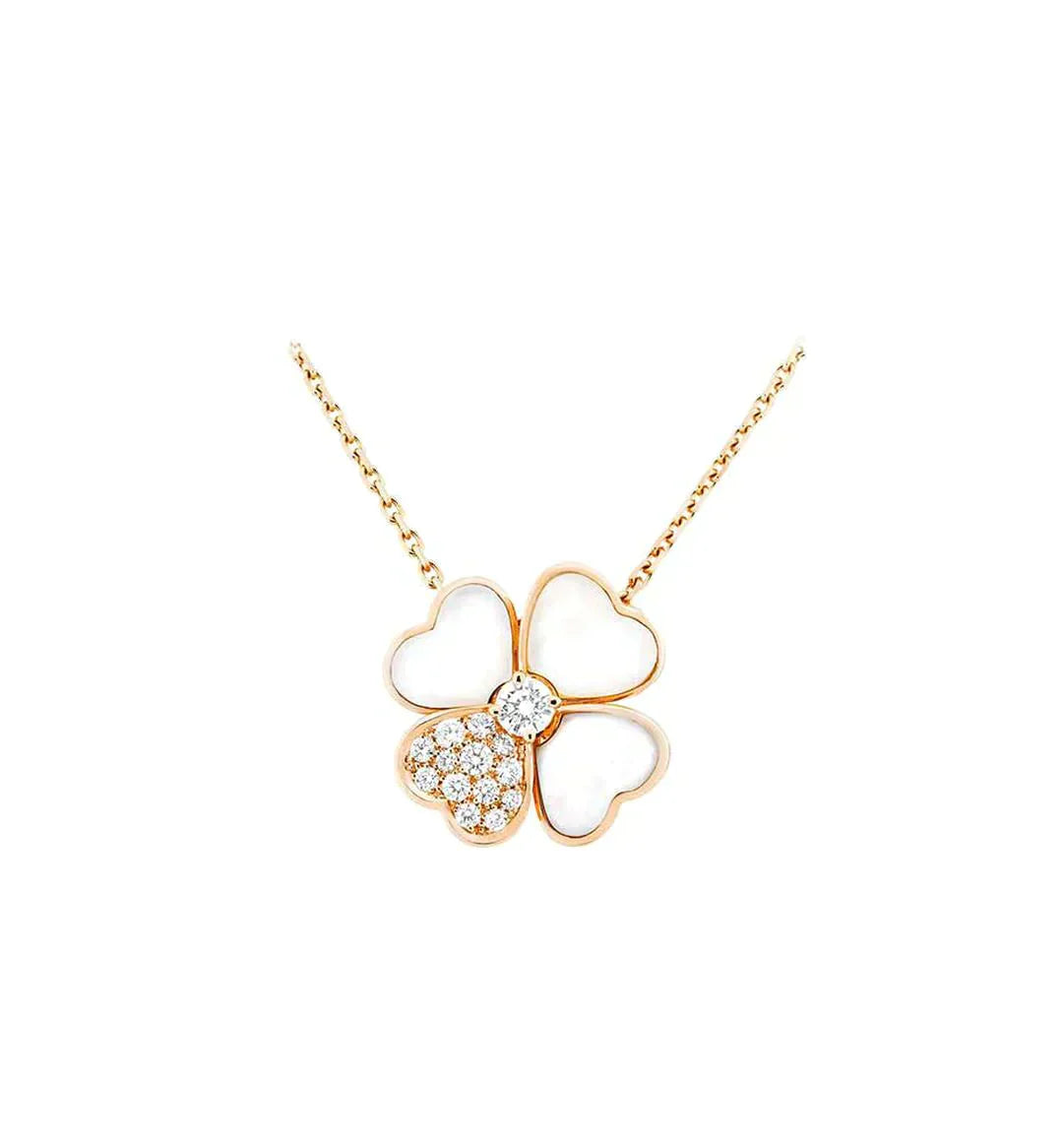 [TRENDS]CLOVER MOP DIAMOND ROSE GOLD NECKLACE