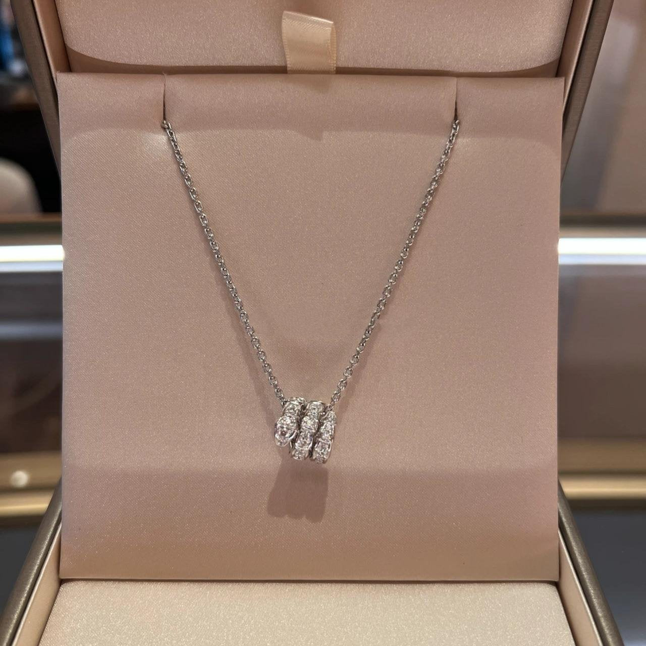 [TRENDS]SERPENTI SILVER NECKLACE DOUBLE RING DIAMOND