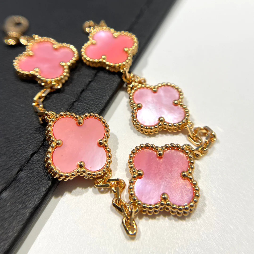 [TENDENCIAS] PULSERA TRÉBOL 5 ROSA