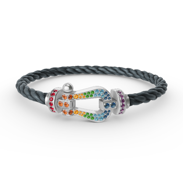 [TENDENCIAS] PULSERA FORC GRANDE DE DIAMANTES COLOR HERRADURA PLATA