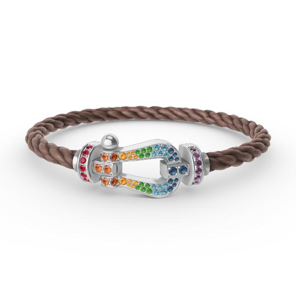 [TENDENCIAS] PULSERA FORC GRANDE DE DIAMANTES COLOR HERRADURA PLATA