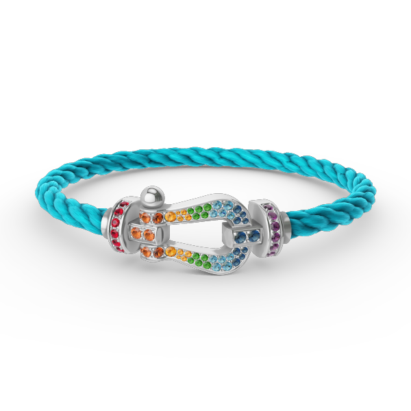 [TENDENCIAS] PULSERA FORC GRANDE DE DIAMANTES COLOR HERRADURA PLATA