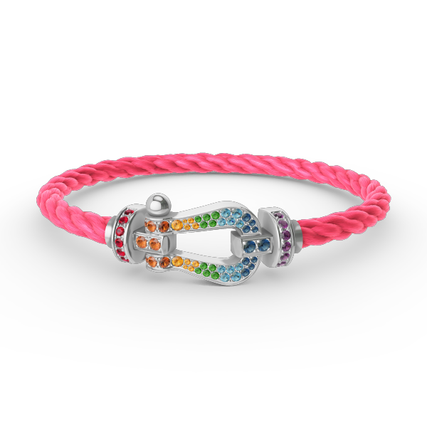 [TENDENCIAS] PULSERA FORC GRANDE DE DIAMANTES COLOR HERRADURA PLATA