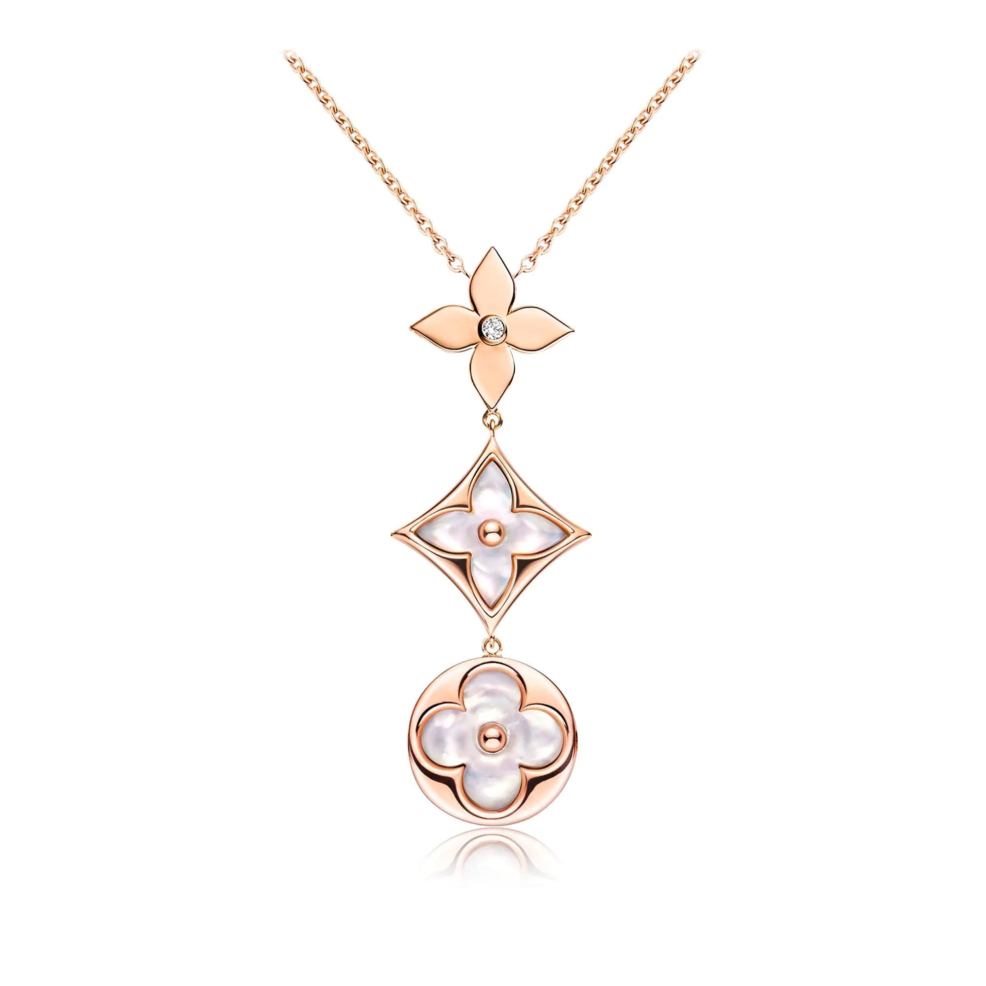 [TENDENCIAS] COLLAR LARIAT COLOR BLOSSOM ORO ROSA MADREPERLA BLANCA Y DIAMANTE