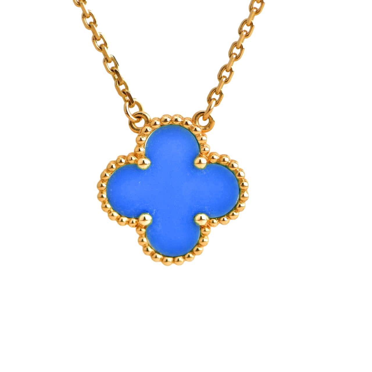 [TENDANCES] COLLIER EN AGATE BLEUE CLOVER 15MM