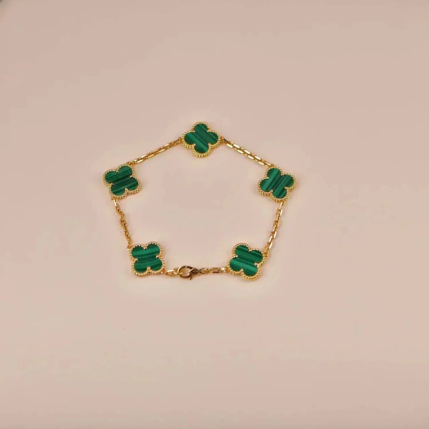 [TRENDS]CLOVER 5 MOTIFS MALACHITE BRACELET