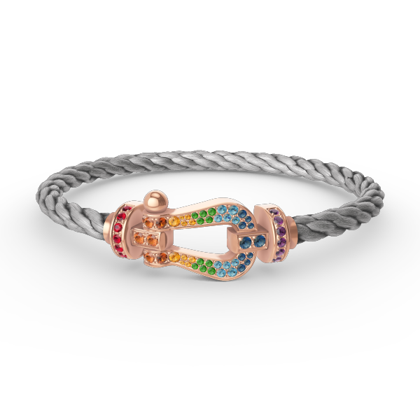 [TENDENCIAS] PULSERA FORCE GRANDE CON DIAMANTES COLOR HERRADURA EN ORO ROSA