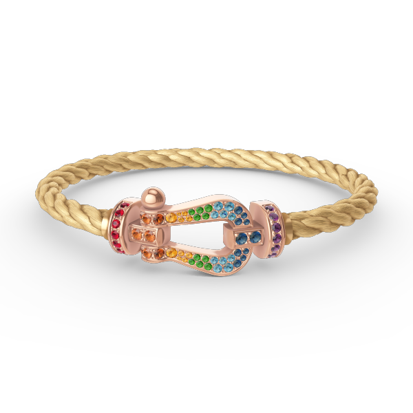 [TENDENCIAS] PULSERA FORCE GRANDE CON DIAMANTES COLOR HERRADURA EN ORO ROSA