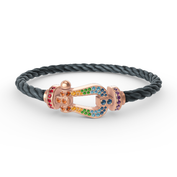 [TENDENCIAS] PULSERA FORCE GRANDE CON DIAMANTES COLOR HERRADURA EN ORO ROSA