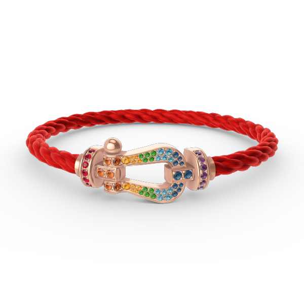 [TENDENCIAS] PULSERA FORCE GRANDE CON DIAMANTES COLOR HERRADURA EN ORO ROSA