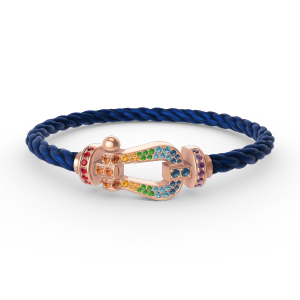 [TENDENCIAS] PULSERA FORCE GRANDE CON DIAMANTES COLOR HERRADURA EN ORO ROSA