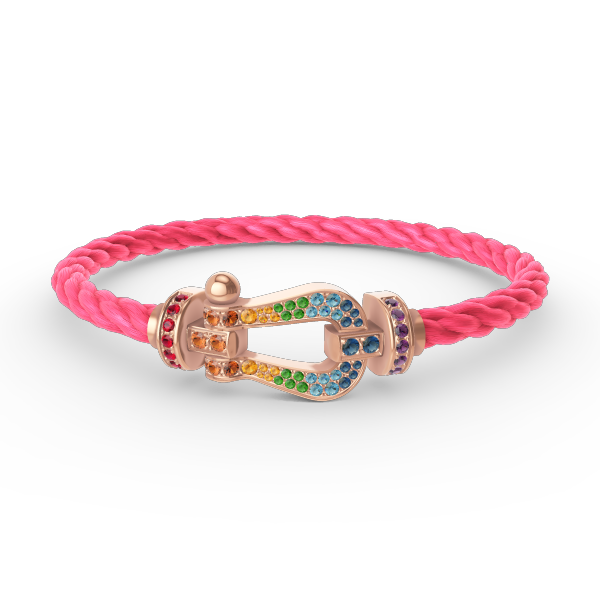 [TENDENCIAS] PULSERA FORCE GRANDE CON DIAMANTES COLOR HERRADURA EN ORO ROSA