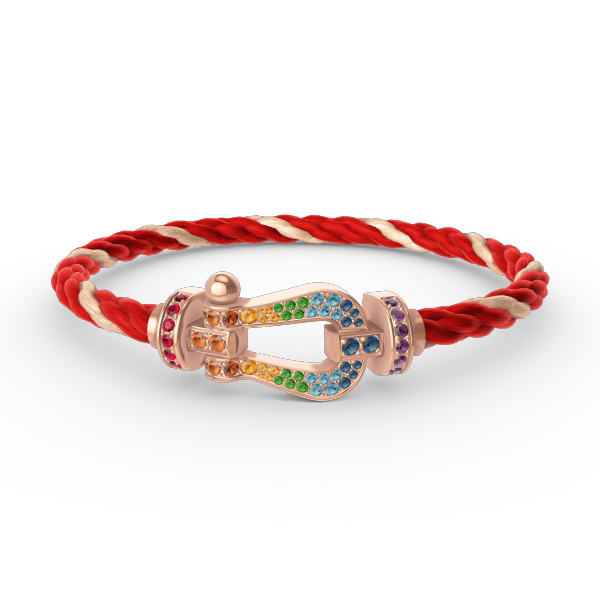 [TENDENCIAS] PULSERA FORCE GRANDE CON DIAMANTES COLOR HERRADURA EN ORO ROSA