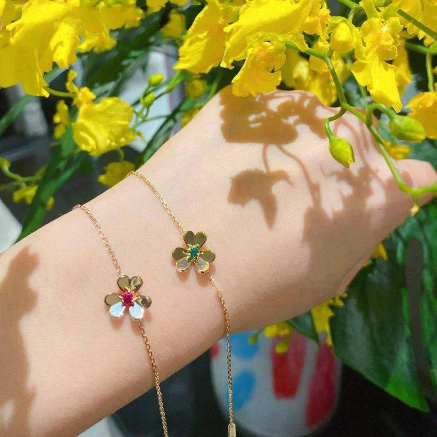 [TENDENCIAS]PULSERA FRIVOLE FLOR ORO MALAQUITA ROSA