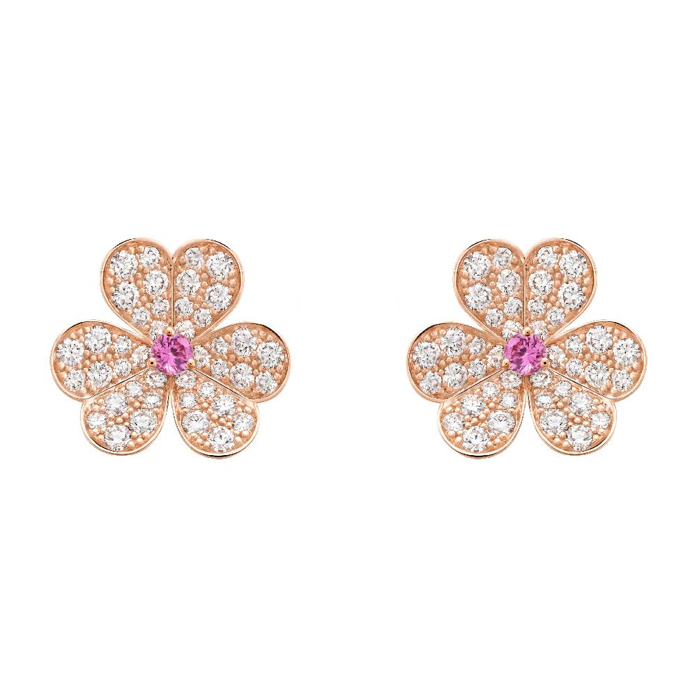 [TRENDS]FRIVOLE PINK GOLD FLOWER DIAMOND EARRINGS