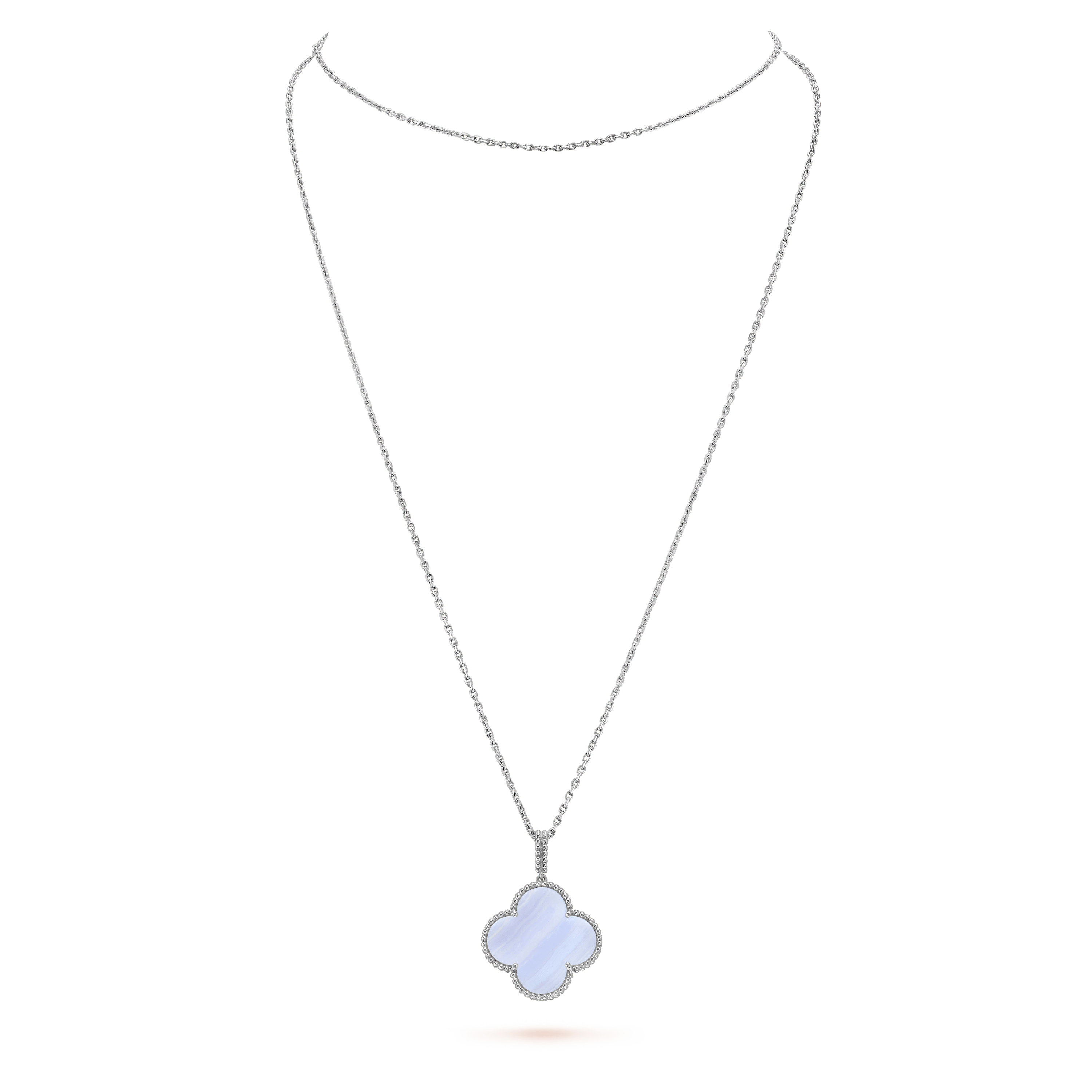 [TENDANCES] COLLIER TRÈFLE ARGENT CALCÉDOINE GROSSE TAILLE