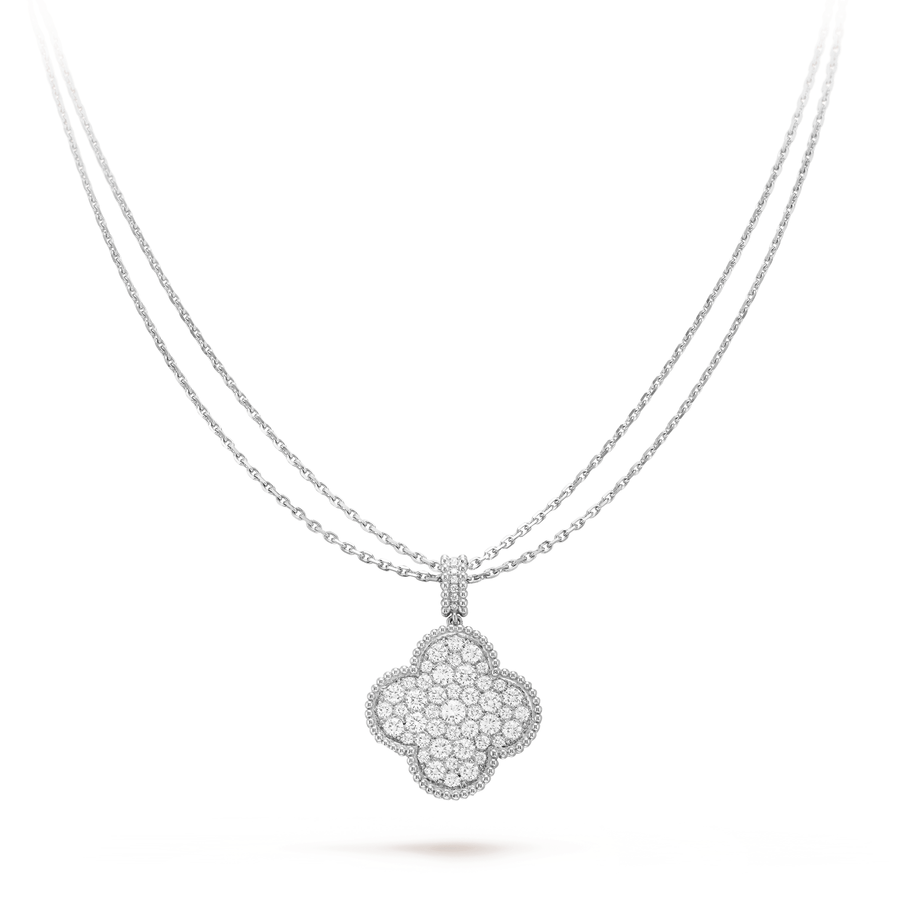 [TENDANCES] COLLIER TRÈFLE EN ARGENT ET DIAMANTS DE 25 MM