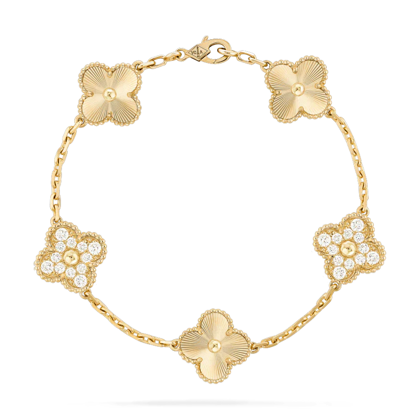 [TENDENCIAS] PULSERA TRÉBOL 5 MOTIVOS ORO DIAMANTE 