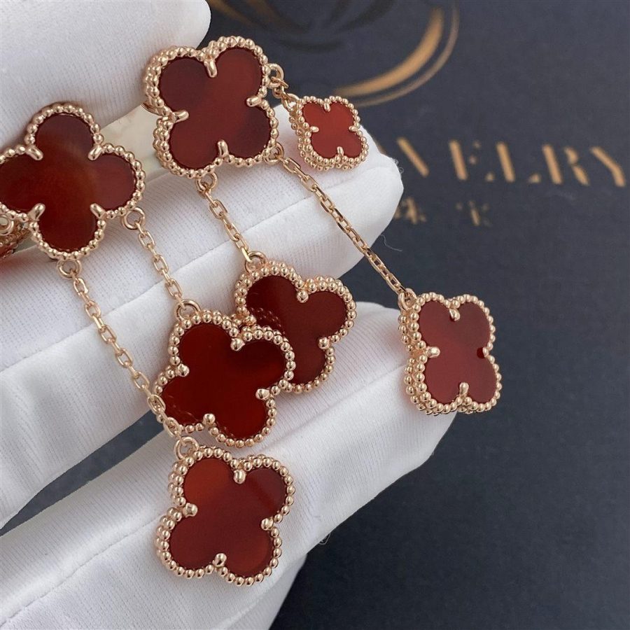 [TRENDS]CLOVER EARRINGS CARNELIAN 4 MOTIFS PINK GOLD