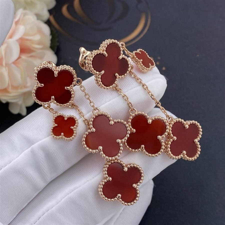 [TRENDS]CLOVER EARRINGS CARNELIAN 4 MOTIFS PINK GOLD