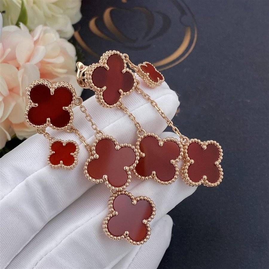 [TRENDS]CLOVER EARRINGS CARNELIAN 4 MOTIFS PINK GOLD