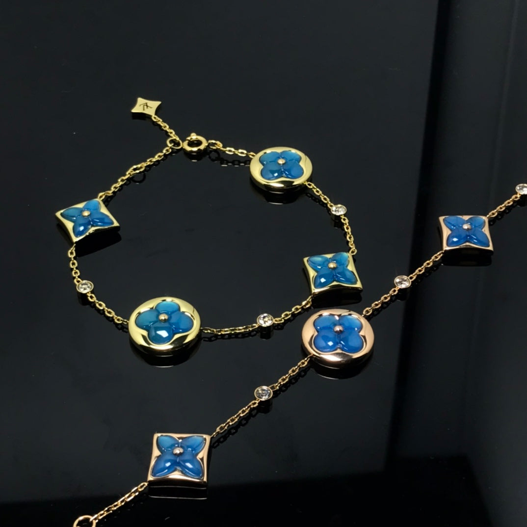 [TRENDS]STAR AND SUN 4 MOTIF BLUE BRACELET