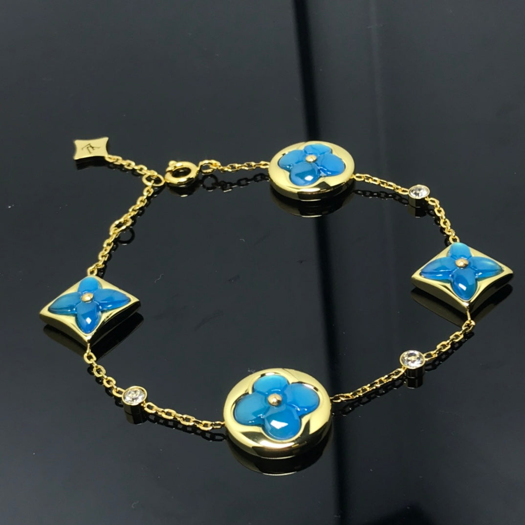 [TRENDS]STAR AND SUN 4 MOTIF BLUE BRACELET