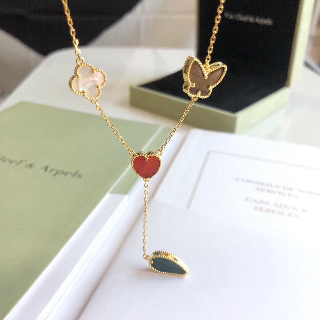 [TRENDS]LUCKY SPRING 4 MOTIFS ROSE GOLD NECKLACE