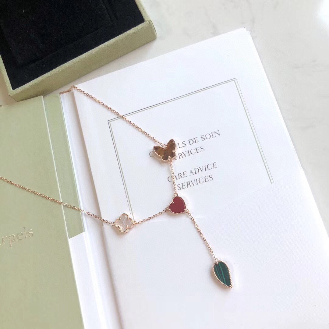 [TRENDS]LUCKY SPRING 4 MOTIFS ROSE GOLD NECKLACE