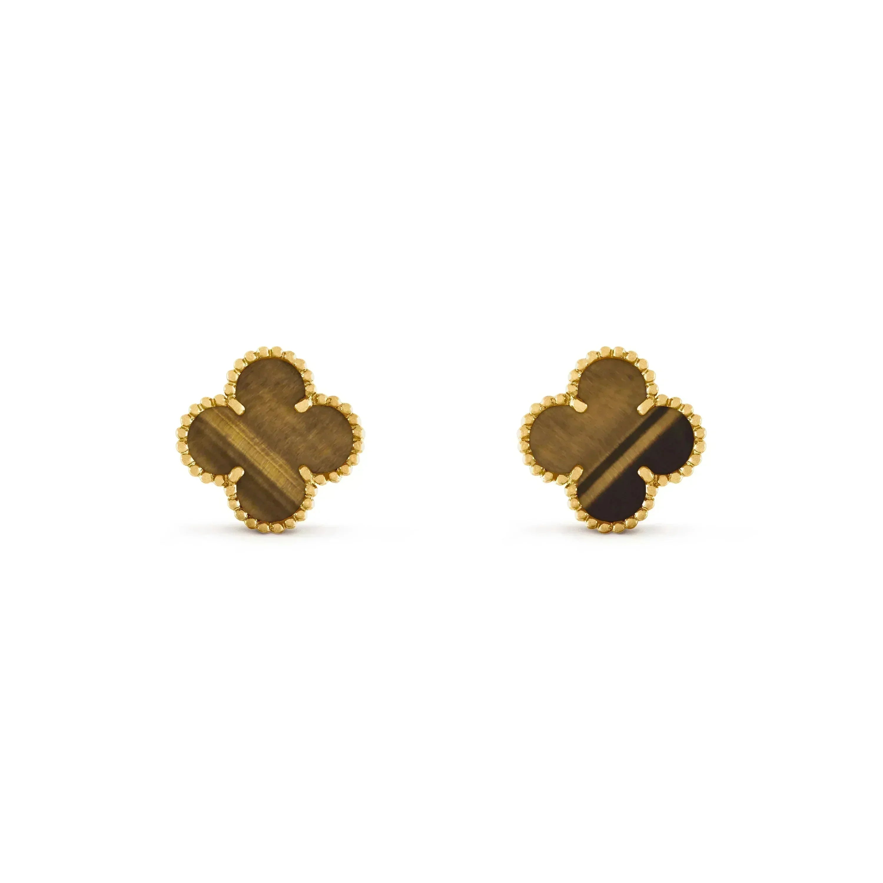 [TRENDS]CLOVER MEDIUM 1 MOTIFS TIGER EYE EARRINGS